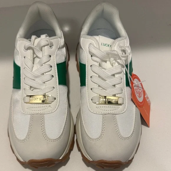Lucky Step Brand White and Green Athletic Shoes- size 7.5 - Picture 1 of 6